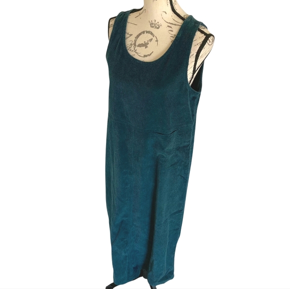 Vtg LL Bean Corduroy Jumper Blue dress Size 8 petite overall Cottage 90s Modest - Picture 7 of 11